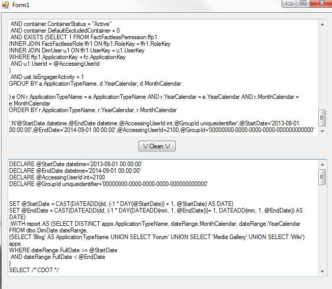 SQL Profiler Query Cleaner screenshot