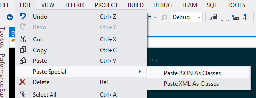 Paste JSON As Classes in Visual Studio