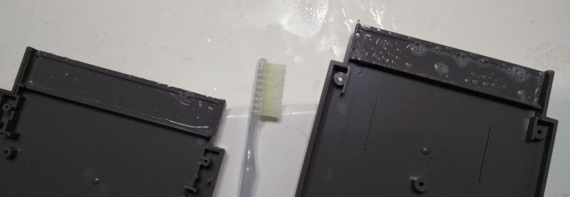 Soap and water on cartridge opening
