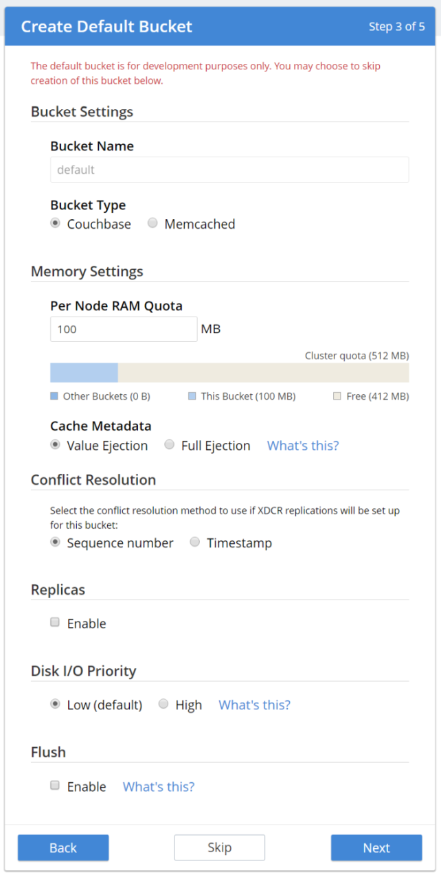 Optionally create a default bucket in Couchbase Server setup