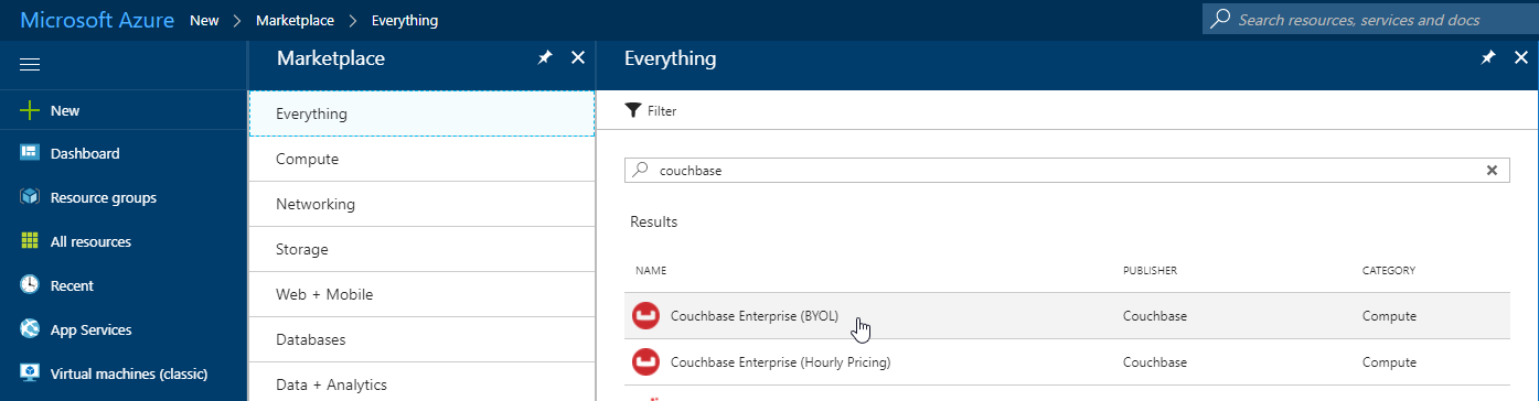 Couchbase in the Azure Marketplace