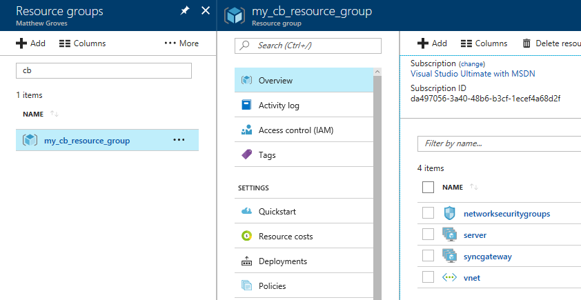 Azure resource group drill down